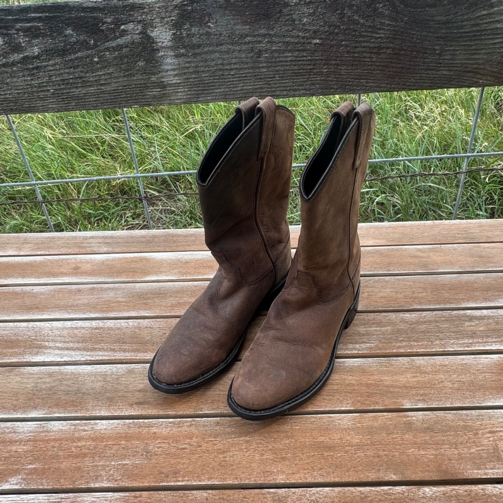 Old West Roper Cowboy Boots Men 7 Brown Leather Distressed SRL4051 Excellent